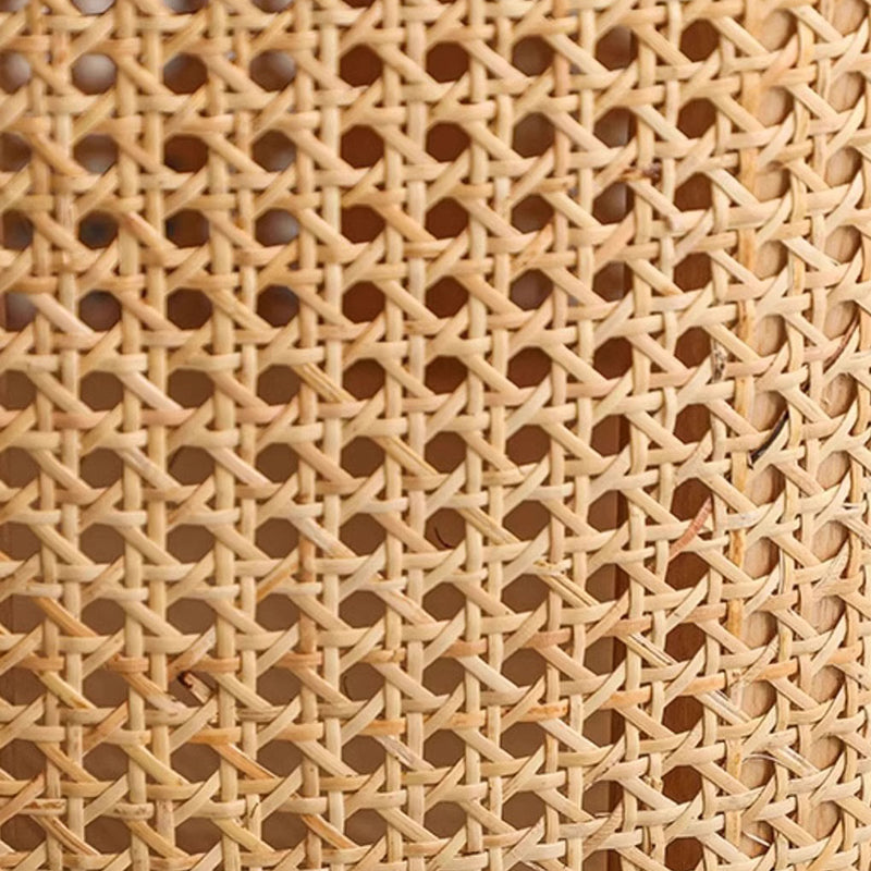 Japanese Cylinder Wood Rattan Side Table