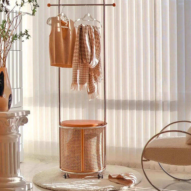 Japanese Cylinder Wood Rattan Side Table