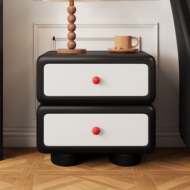 Minimalist Faux Leather 2-Drawer Nightstand