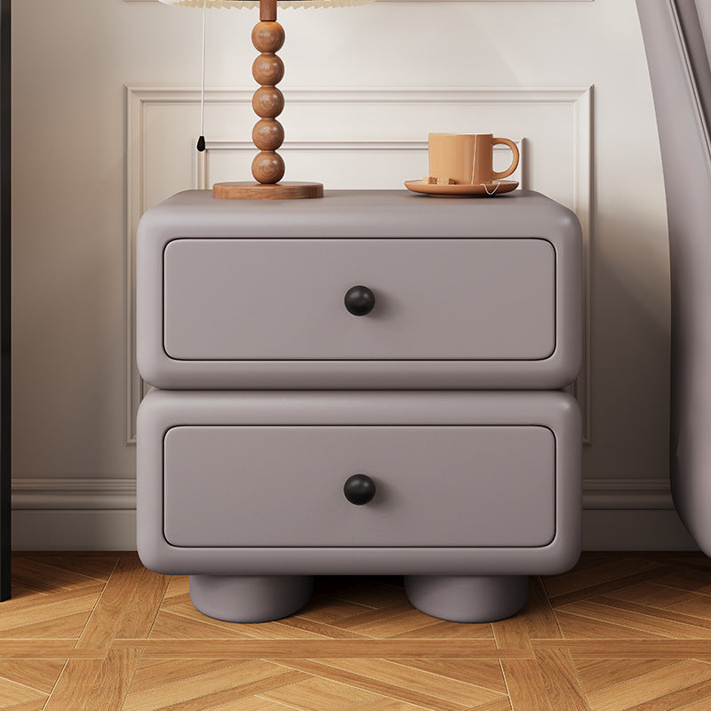 Minimalist Faux Leather 2-Drawer Nightstand