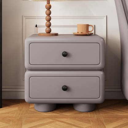 Minimalist Faux Leather 2-Drawer Nightstand
