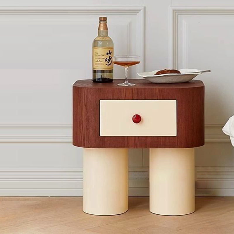 Contemporary Cylinder Artificial Panel Nightstand