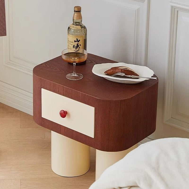 Contemporary Cylinder Artificial Panel Nightstand