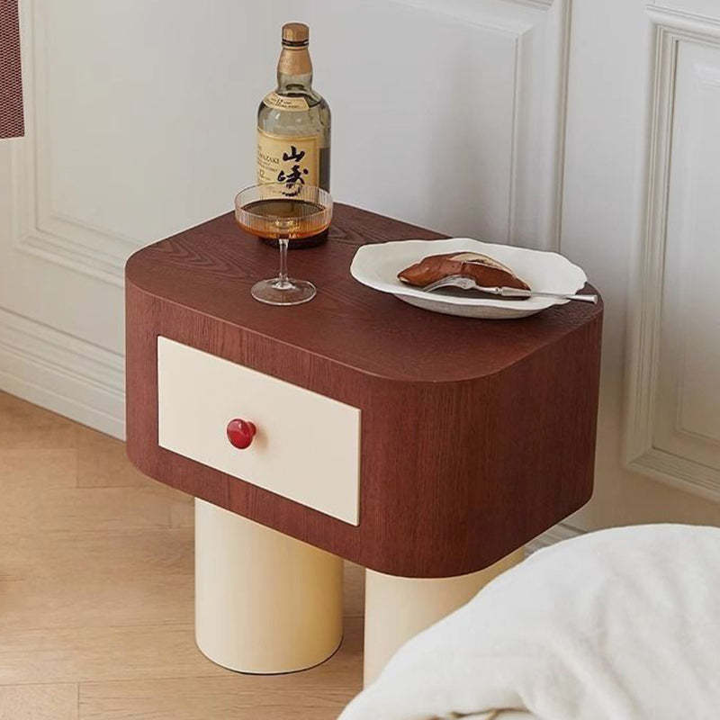 Contemporary Cylinder Artificial Panel Nightstand