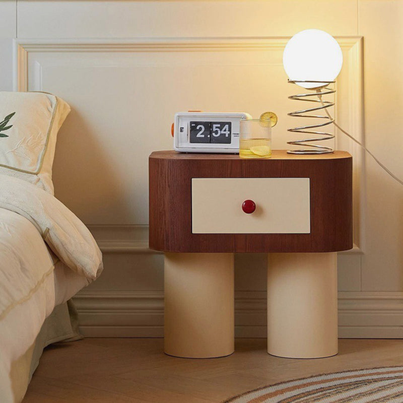 Contemporary Cylinder Artificial Panel Nightstand