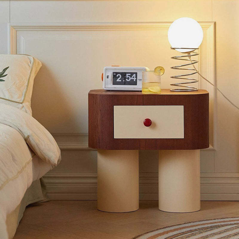 Contemporary Cylinder Artificial Panel Nightstand