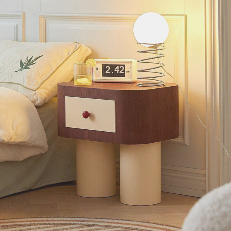 Contemporary Cylinder Artificial Panel Nightstand