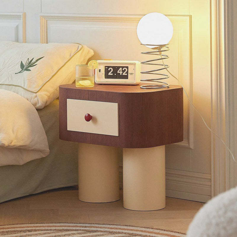 Contemporary Cylinder Artificial Panel Nightstand