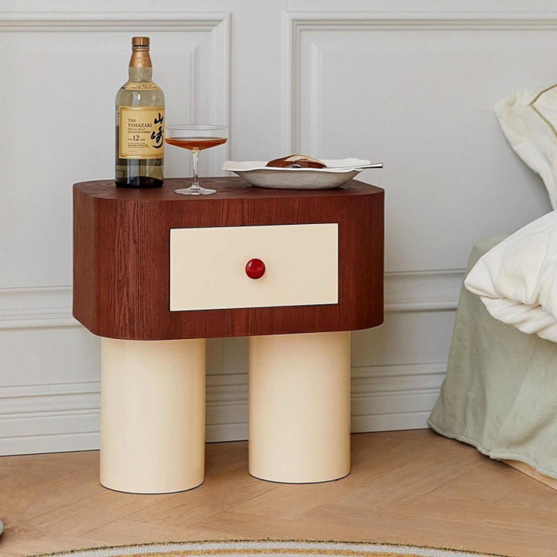 Contemporary Cylinder Artificial Panel Nightstand
