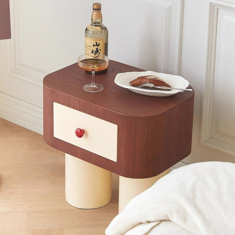Contemporary Cylinder Artificial Panel Nightstand
