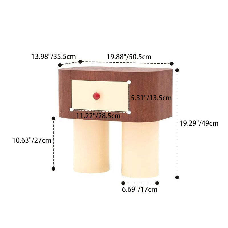 Contemporary Cylinder Artificial Panel Nightstand