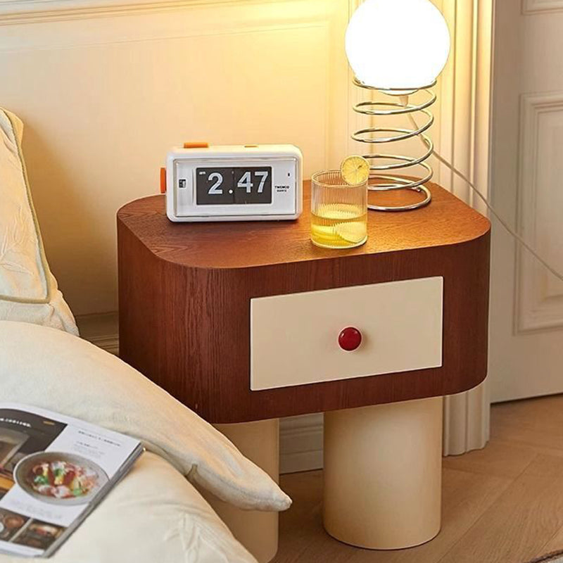 Contemporary Cylinder Artificial Panel Nightstand