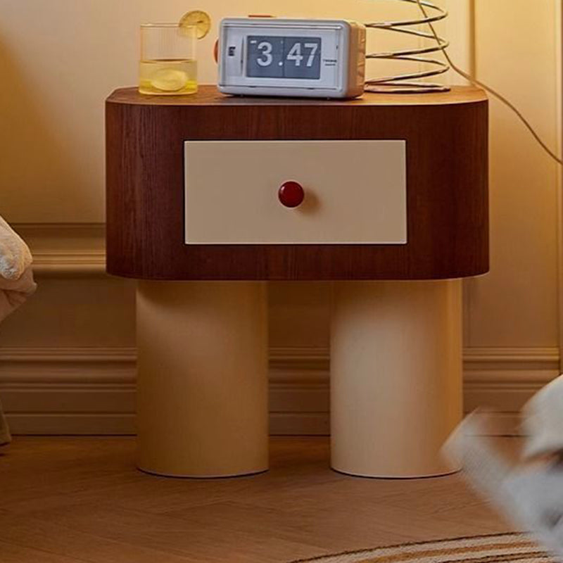 Contemporary Cylinder Artificial Panel Nightstand