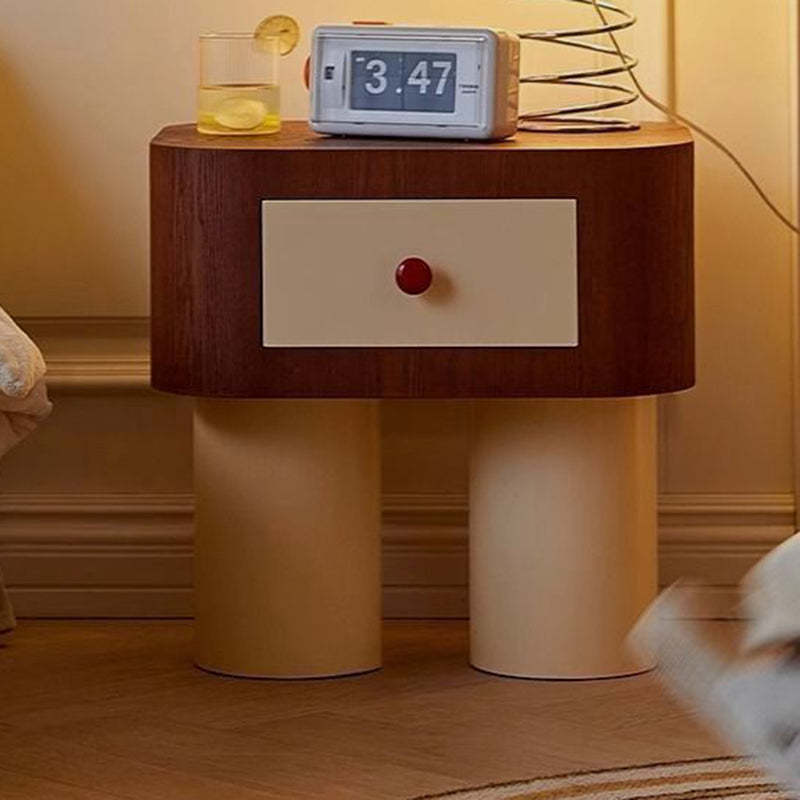 Contemporary Cylinder Artificial Panel Nightstand