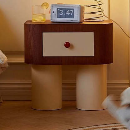Contemporary Cylinder Artificial Panel Nightstand