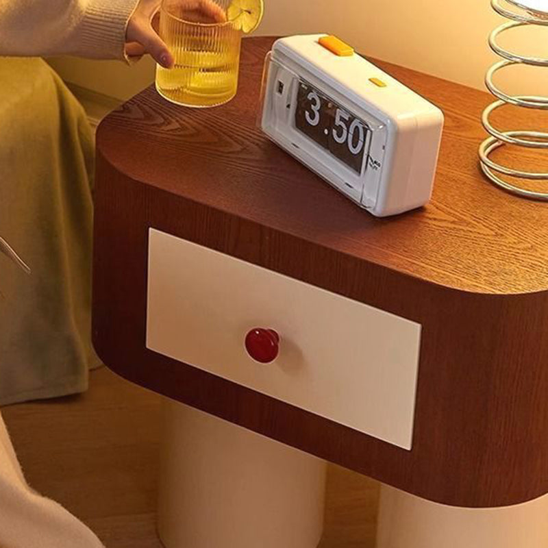 Contemporary Cylinder Artificial Panel Nightstand