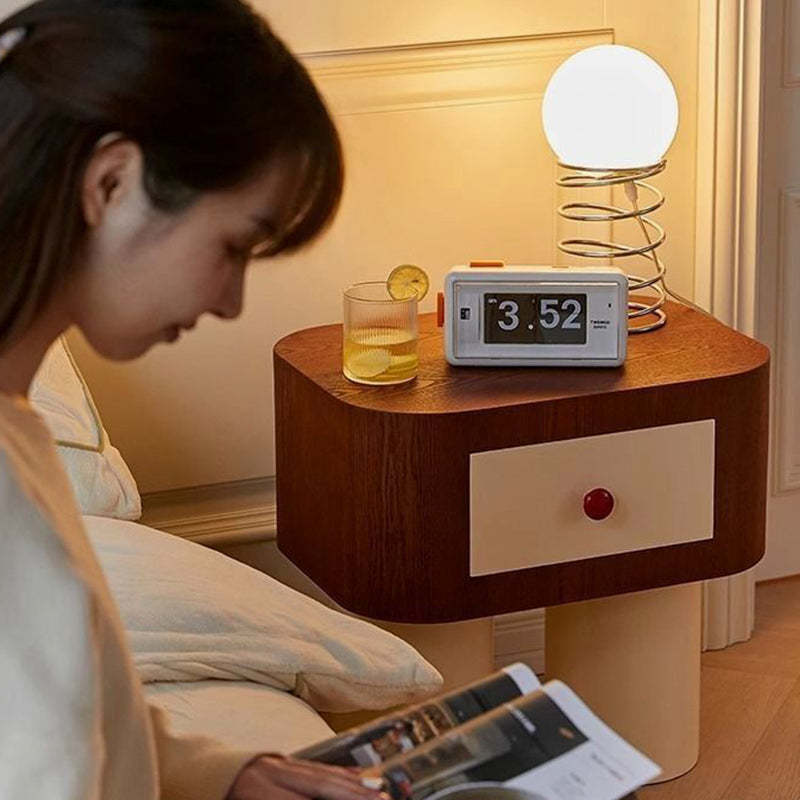 Contemporary Cylinder Artificial Panel Nightstand