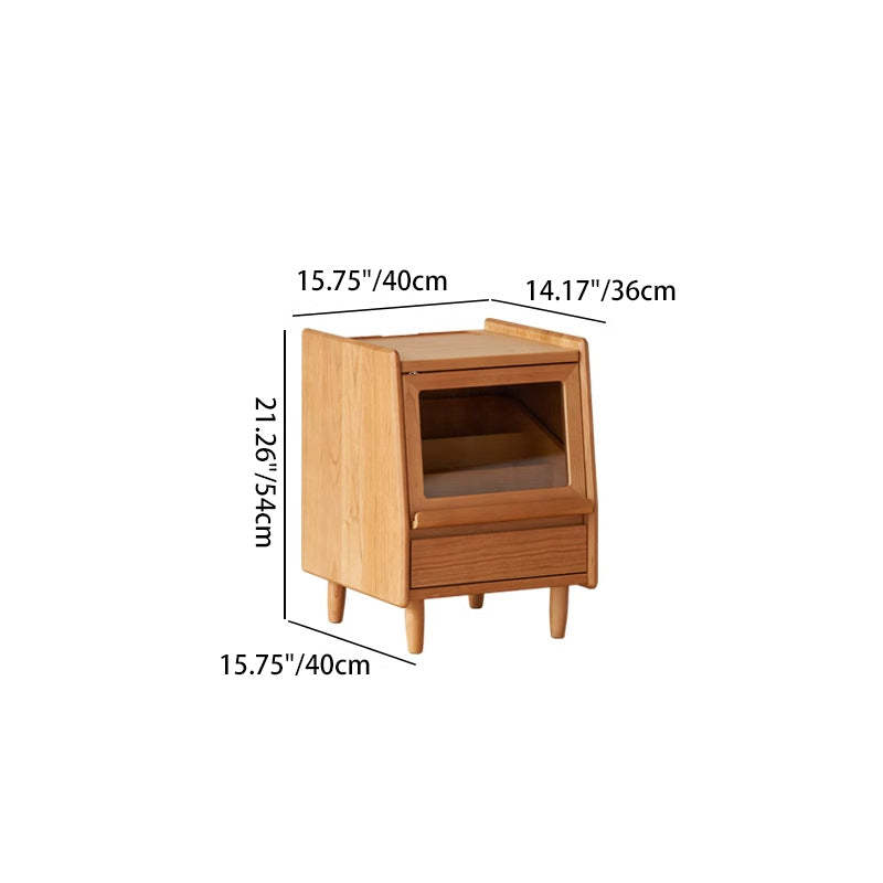 Vintage Trapezoidal Cherry Wood 2-Drawer Nightstand