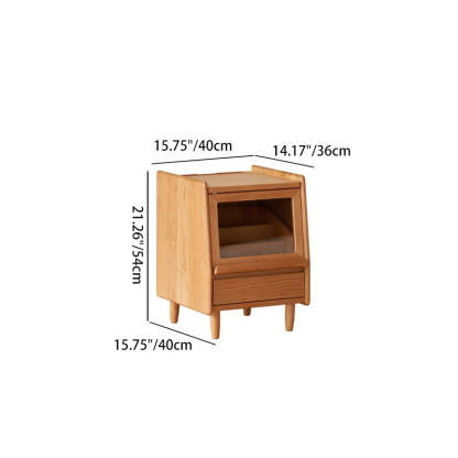Vintage Trapezoidal Cherry Wood 2-Drawer Nightstand