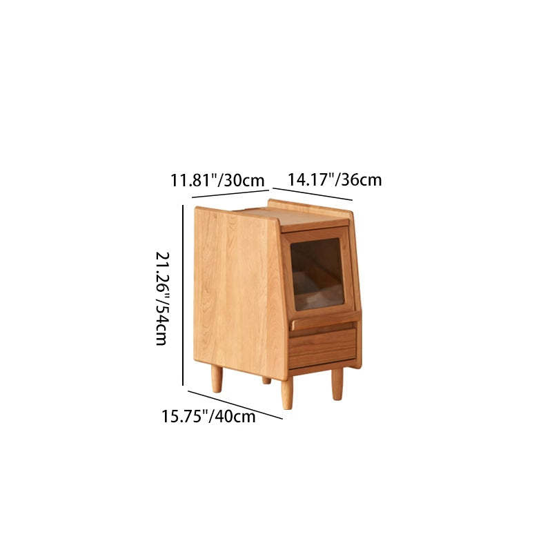 Vintage Trapezoidal Cherry Wood 2-Drawer Nightstand