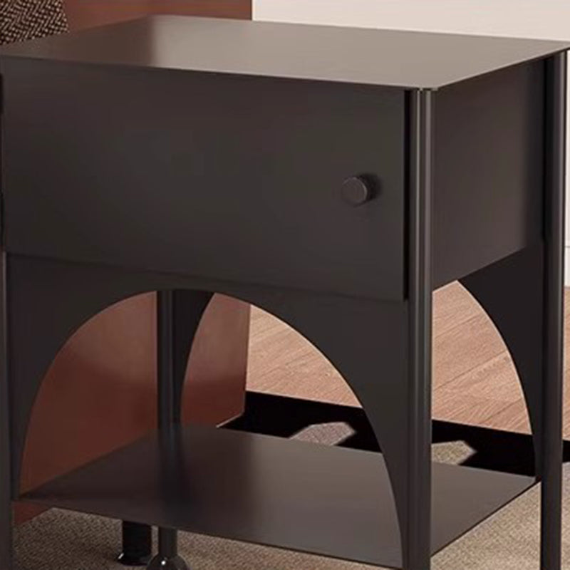 Minimalist Rectangular Iron Nightstand with Cabinet