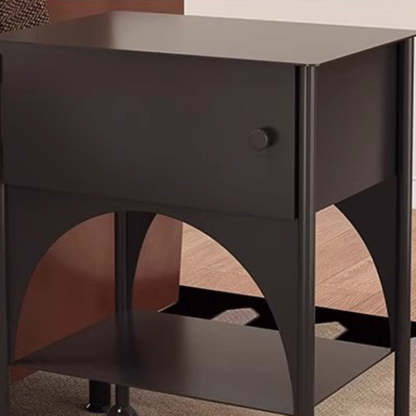 Minimalist Rectangular Iron Nightstand with Cabinet