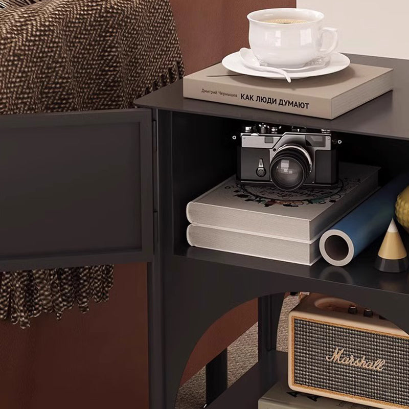 Minimalist Rectangular Iron Nightstand with Cabinet