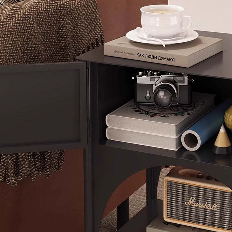 Minimalist Rectangular Iron Nightstand with Cabinet