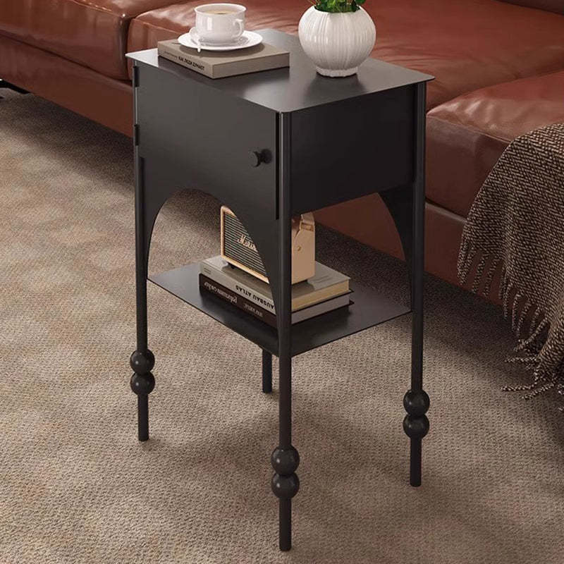 Minimalist Rectangular Iron Nightstand with Cabinet