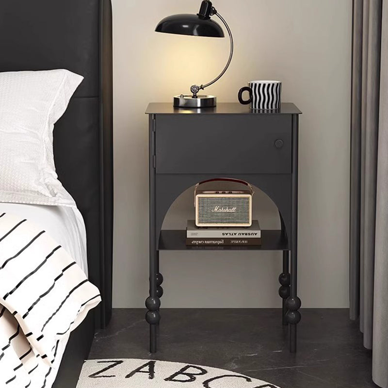 Minimalist rectangular black iron nightstands