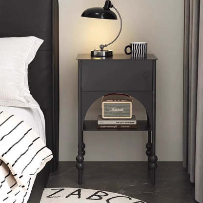 Minimalist Rectangular Iron Nightstand with Cabinet