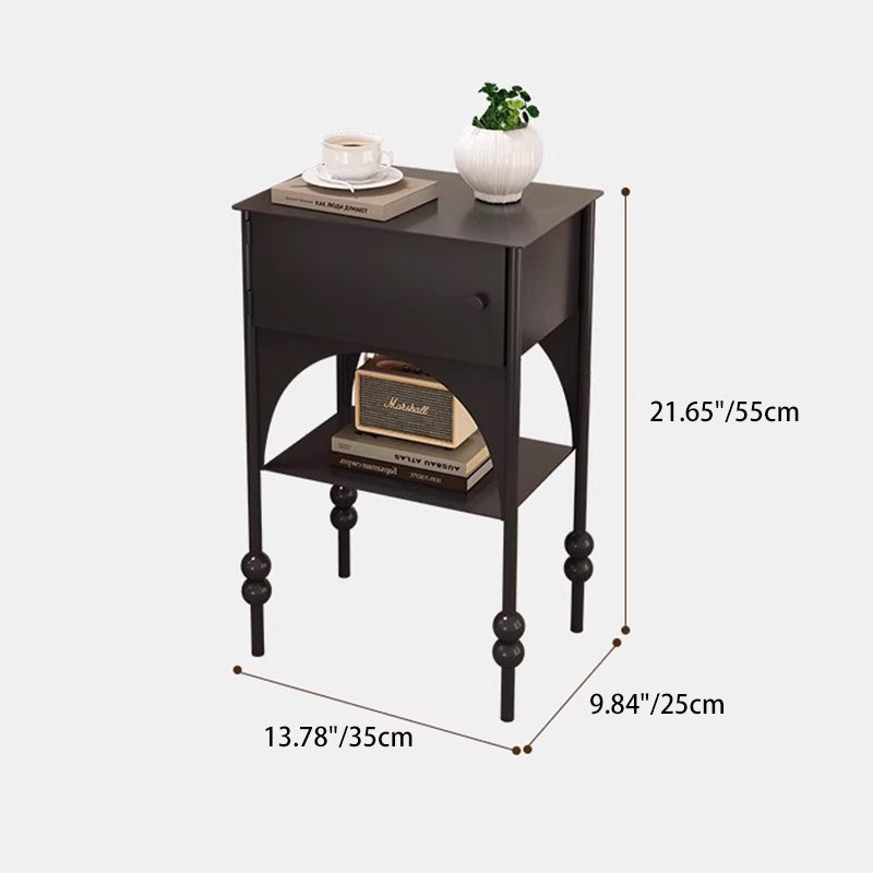 Minimalist Rectangular Iron Nightstand with Cabinet