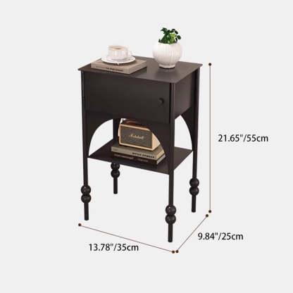 Minimalist Rectangular Iron Nightstand with Cabinet