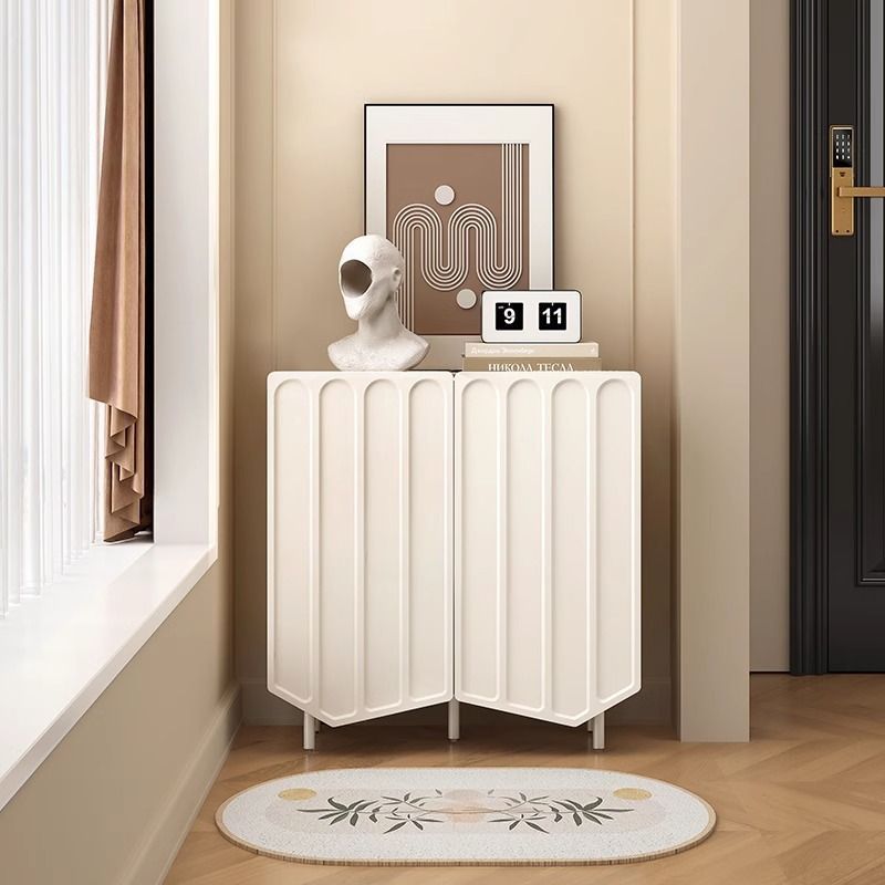 Nordic Cream Panel Shoe Storage Cabinet — Black