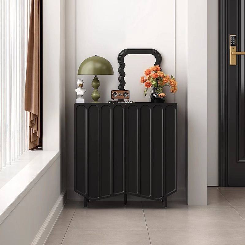 Nordic Cream Panel Shoe Storage Cabinet — Black