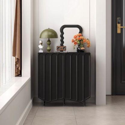 Nordic Cream Panel Shoe Storage Cabinet — Black