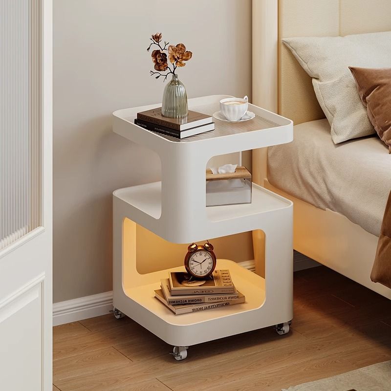 Minimalist Iron Glass 3-Tier Side Table - 138