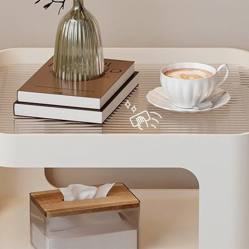 Minimalist Iron Glass 3-Tier Side Table