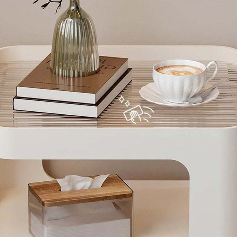 Minimalist Iron Glass 3-Tier Side Table