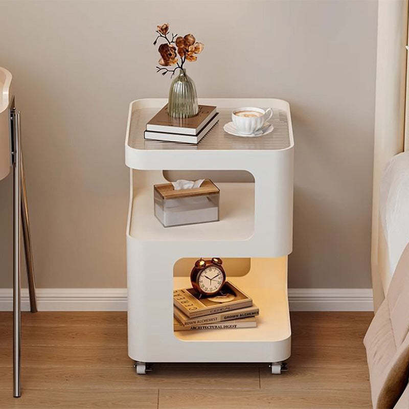 Minimalist Iron Glass 3-Tier Side Table