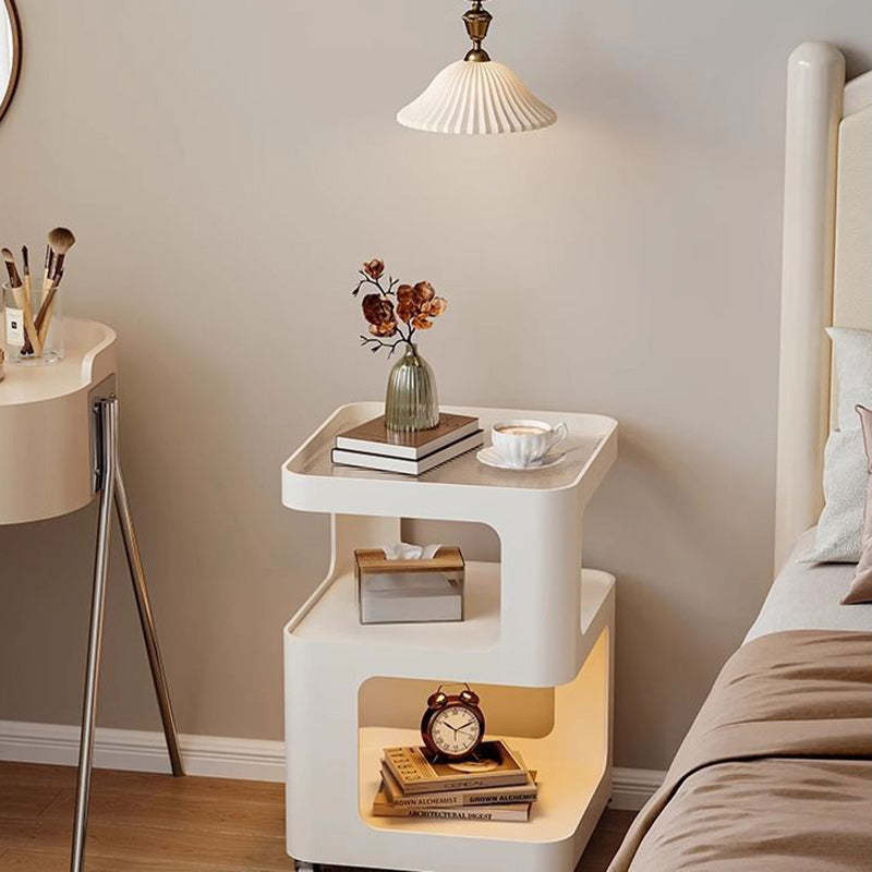 Minimalist Iron Glass 3-Tier Side Table