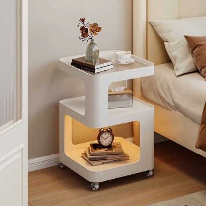 Minimalist Iron Glass 3-Tier Side Table