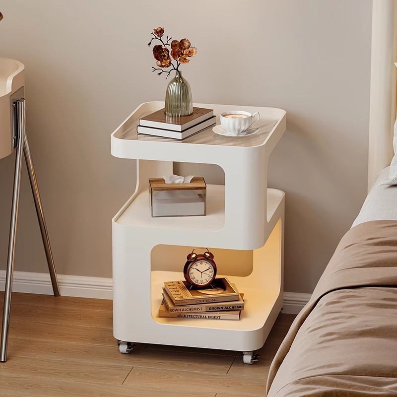 Minimalist Iron Glass 3-Tier Side Table