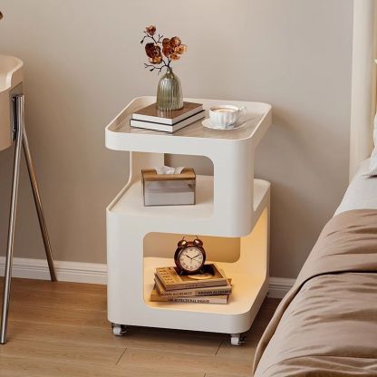 Minimalist Iron Glass 3-Tier Side Table