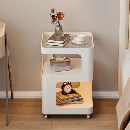 Minimalist Iron Glass 3-Tier Side Table