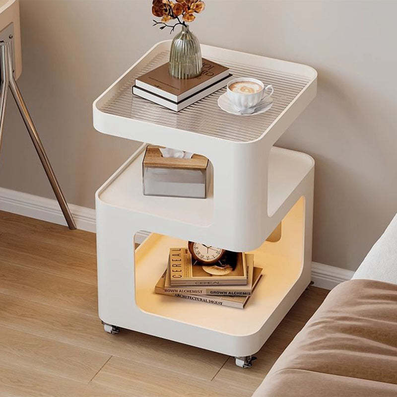 Minimalist Iron Glass 3-Tier Side Table