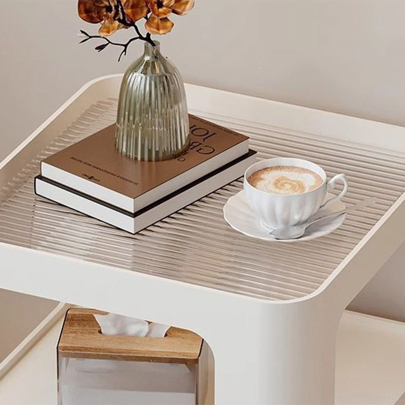 Minimalist Iron Glass 3-Tier Side Table