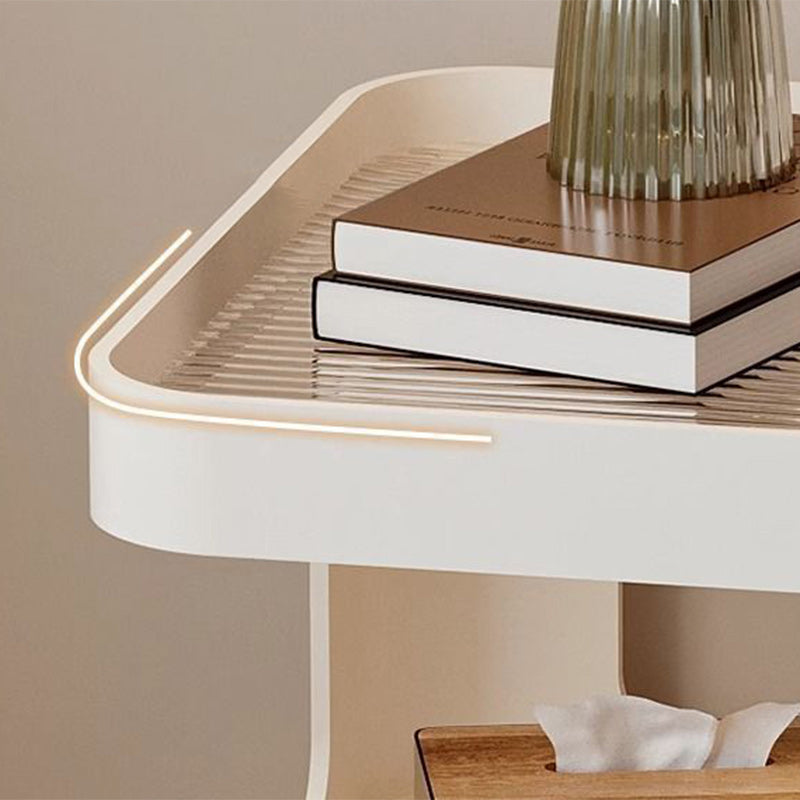 Minimalist Iron Glass 3-Tier Side Table