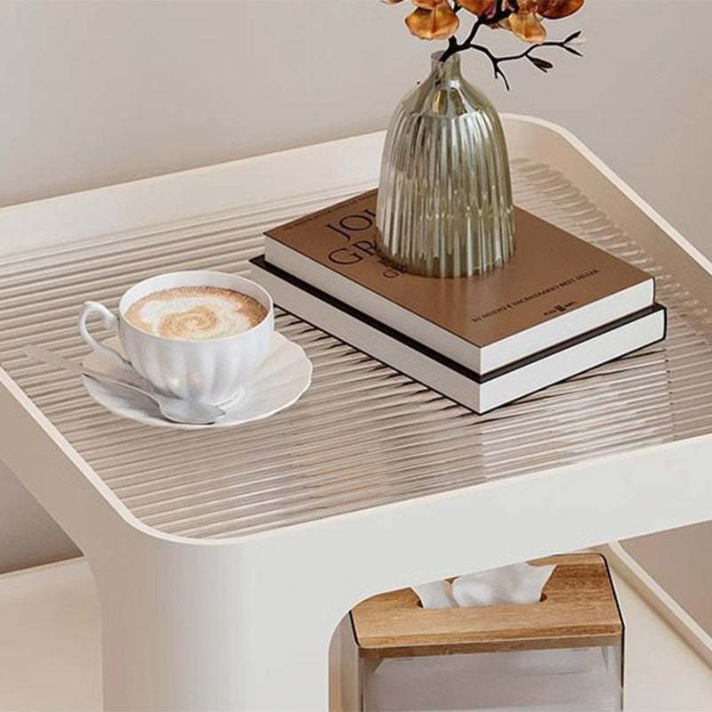 Minimalist Iron Glass 3-Tier Side Table