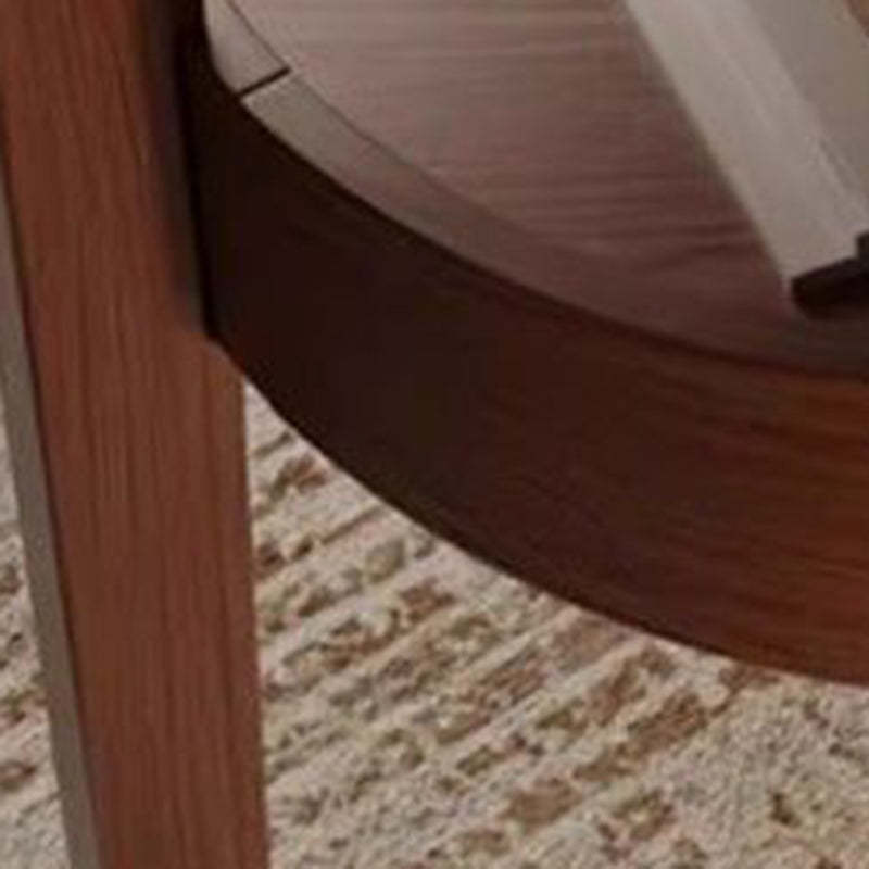Vintage Round Wood Side Table with Drawer